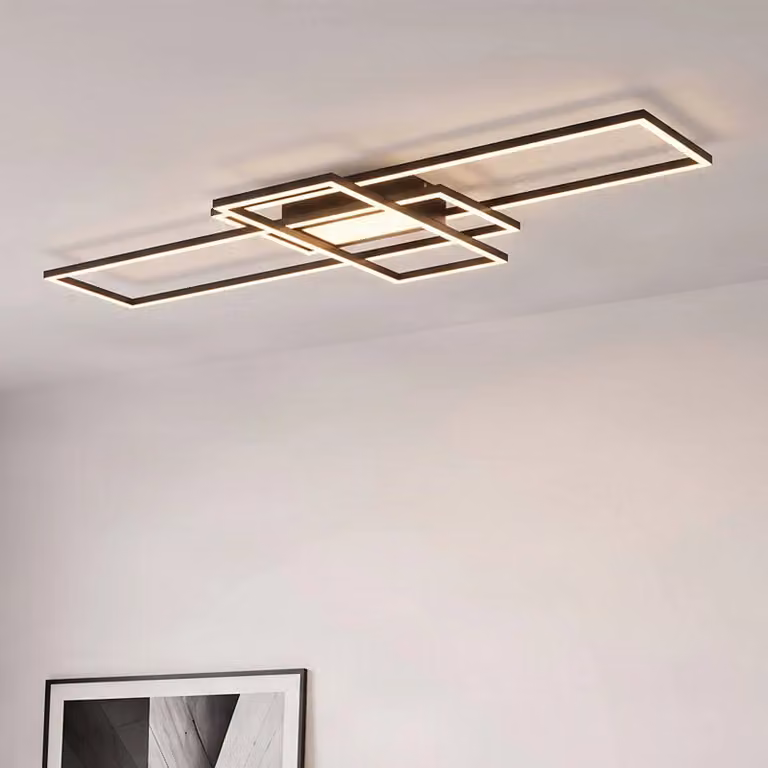 Plafoniera a LED Ismera Lindby, dimmerabile, Nero, Soggiorno / Sala da pranzo, Alluminio, Moderno, Plafoniera LED
