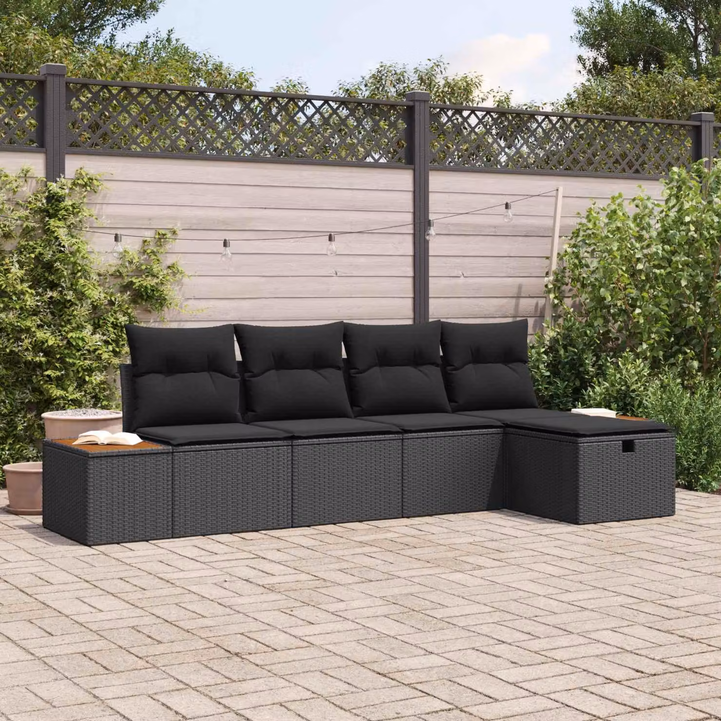 Maison Exclusive - Set da giardino composto da 6 pezzi, divano in rattan sintetico nero