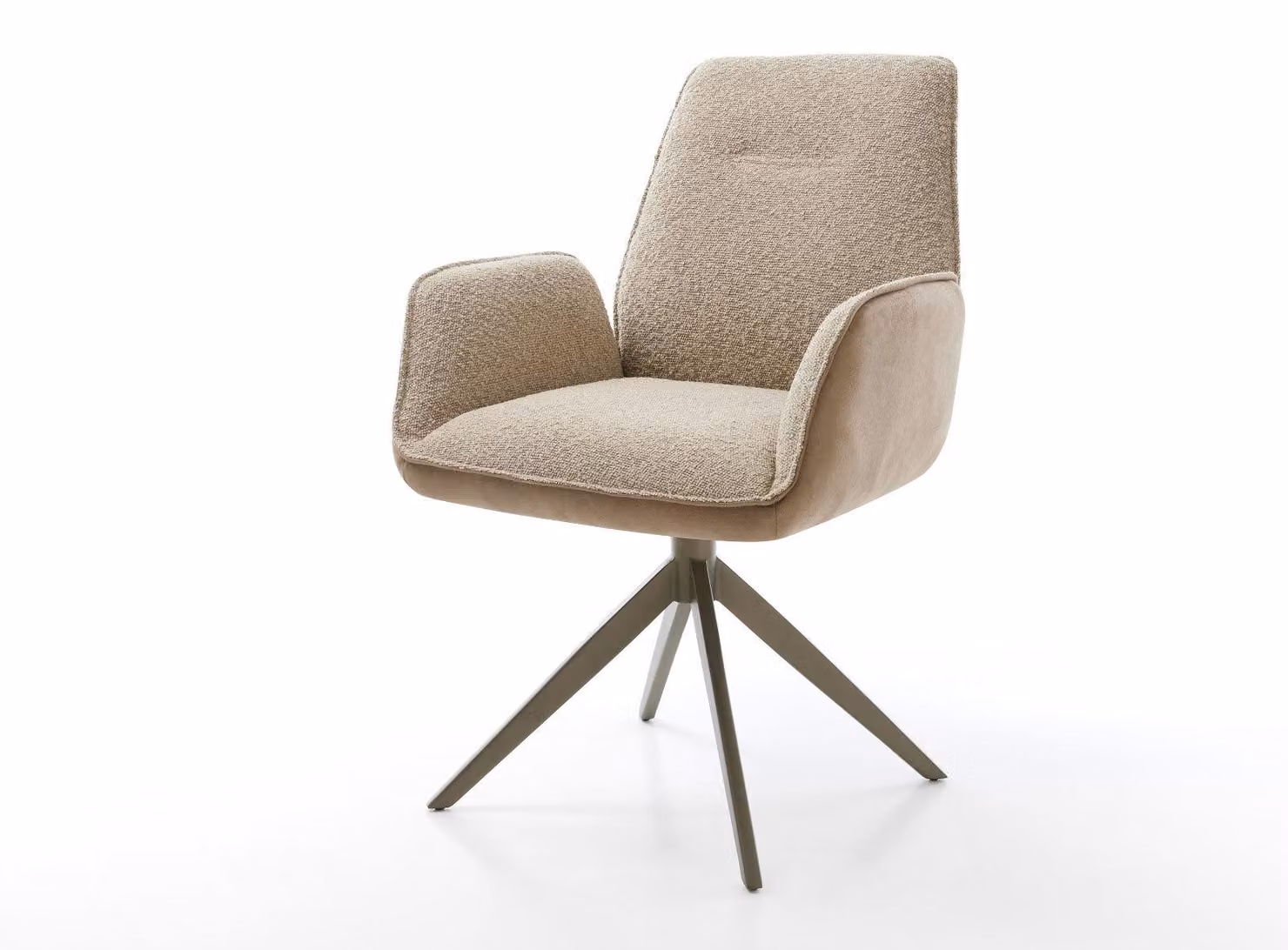 DELIFE Sedia girevole Zoa-Flex Mix di materiali Fango Struttura a croce larga Finitura effetto titanio Girevole a 360° Funzione oscillante Molle insacchettate