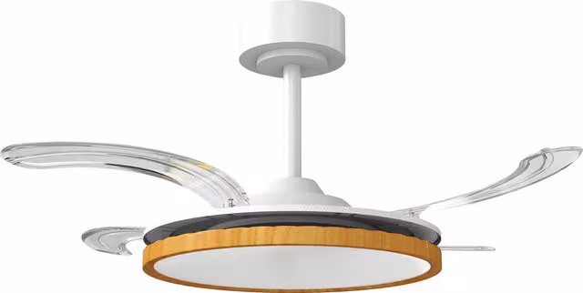 Ventilatore da soffitto HOMCOM con luce LED e telecomando, pale retrattili, diametro 95 cm, colore naturale