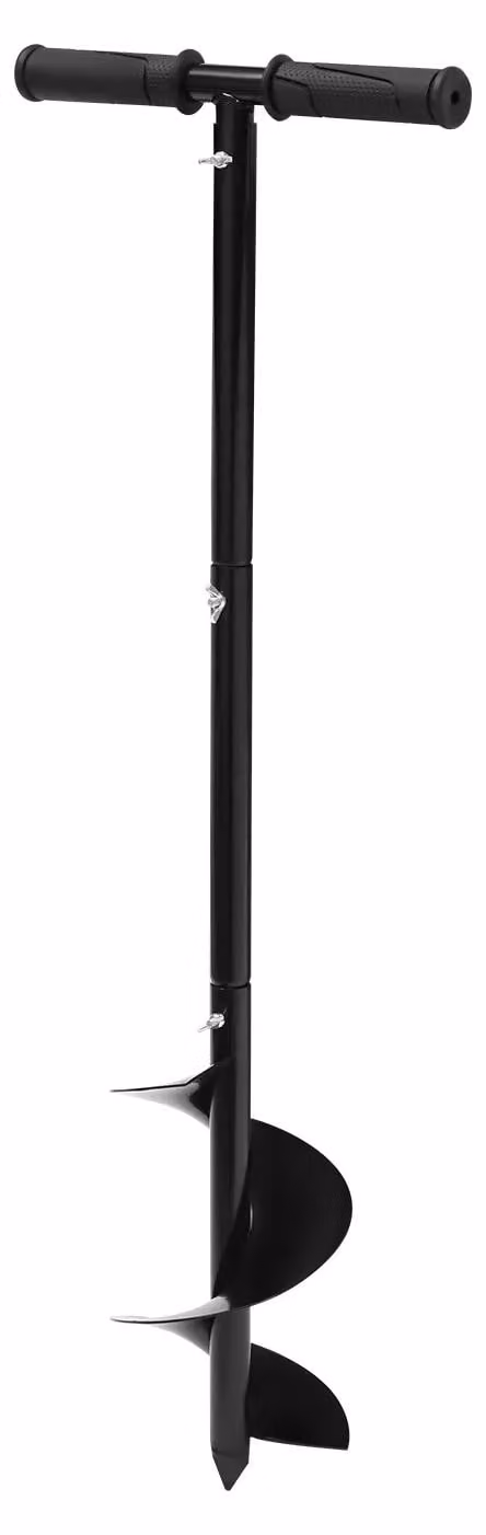 Trapano manuale per trivellare il terreno - Attrezzo per la creazione di fori per piante e pali - Con guanti antiscivolo - Per allentare il terreno - Per la concimazione - Dimensioni: 15 x 85 cm
