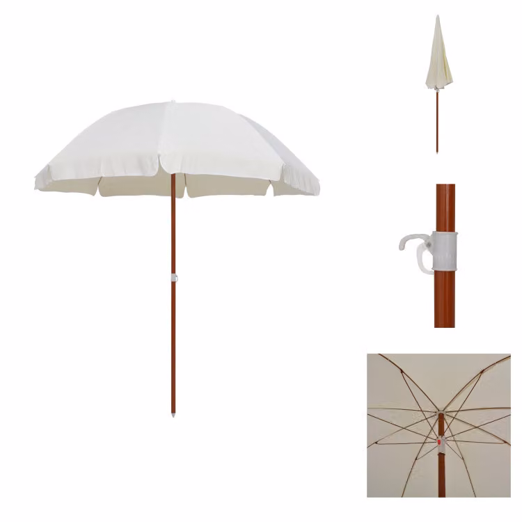 vidaXL Ombrellone con palo in acciaio 240 cm color sabbia - Ombrelloni e tende da sole