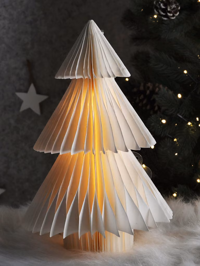 Luce LED a nido d'ape - albero / abete - circa 20x30 cm / bianco caldo / timer / batteria
