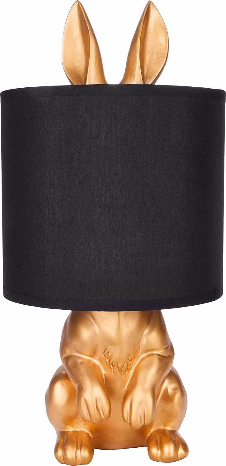BRUBAKER Golden Bunny lampada da tavolo o da comodino - Lampada da tavolo con base in Vetroceramica e paralume in tessuto - Altezza 42 cm, oro nero