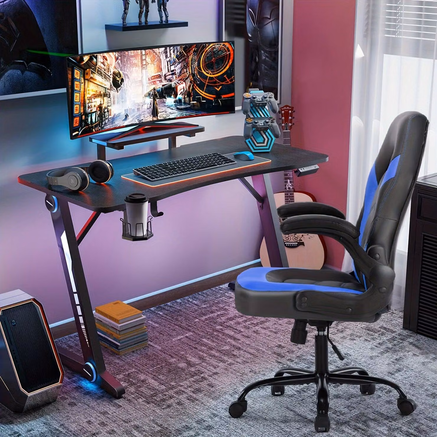 Sedia da gaming - Sedia ergonomica - Sedia da ufficio - Sedia per giocatori - Sedia da gioco - Rotazione a 360° - Seduta in schiuma viscoelastica