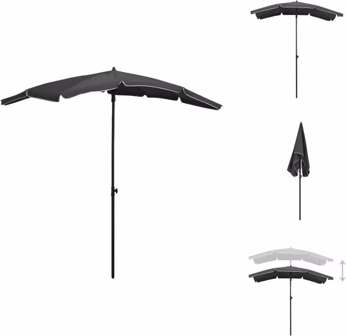 vidaXL Ombrellone con asta 200x130 cm antracite - Ombrelloni e tende da sole