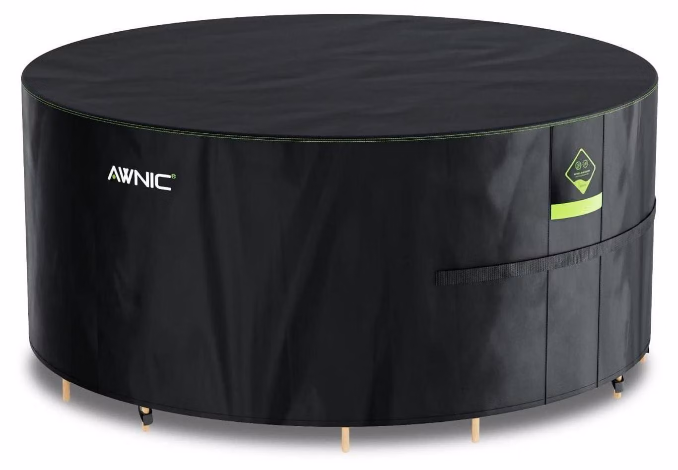 Copertura impermeabile per mobili da giardino, rotonda, diametro 250 x 71 cm, colore nero/verde, tessuto Oxford 420D, certificata Rheinland