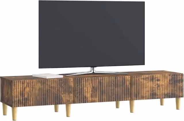 Mobile TV moderno in legno ingegnerizzato Rovere Fumo, L: 147 cm, P: 34,5 cm, H: 30 cm