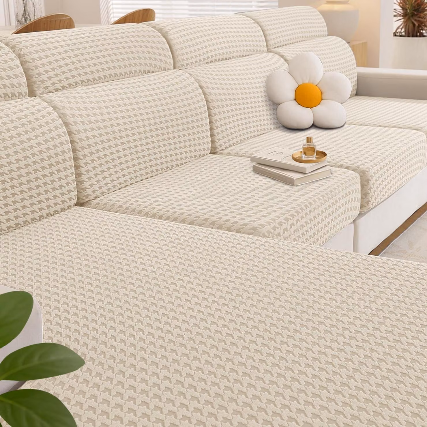 Copertura elastica beige per cuscini del divano, adatta a divani a 1 posto * 2 posti + chaise longue