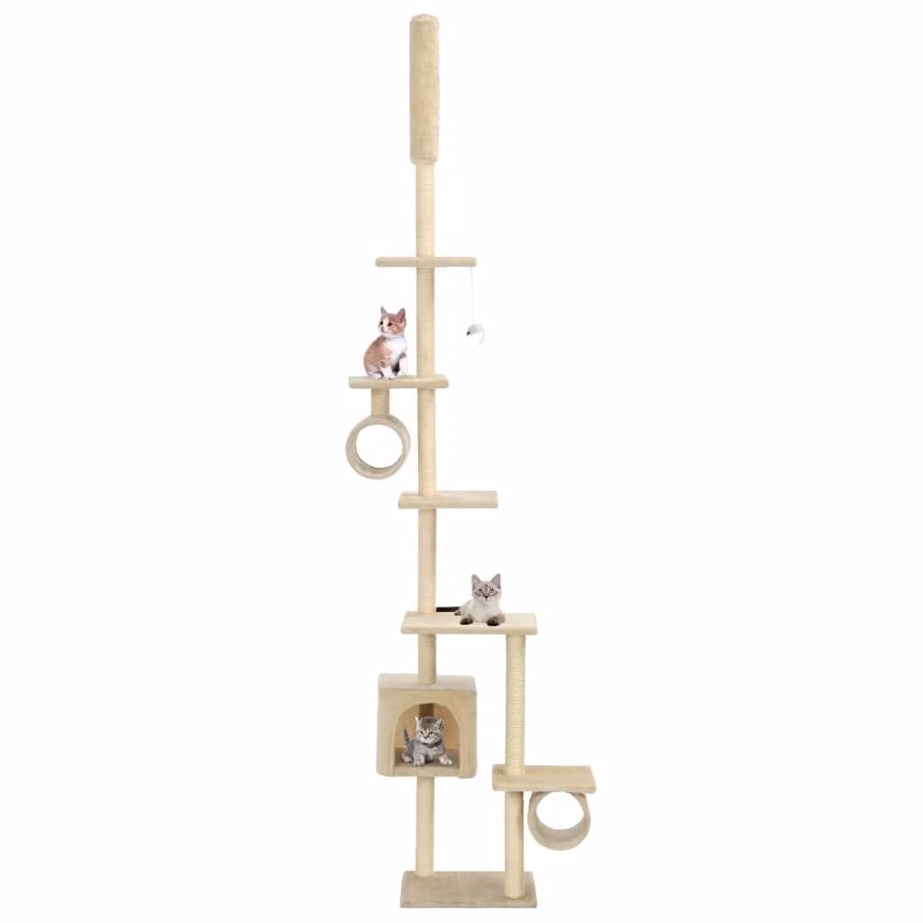 The Living Store Tiragraffi per gatti con colonne in sisal 260 cm Beige
