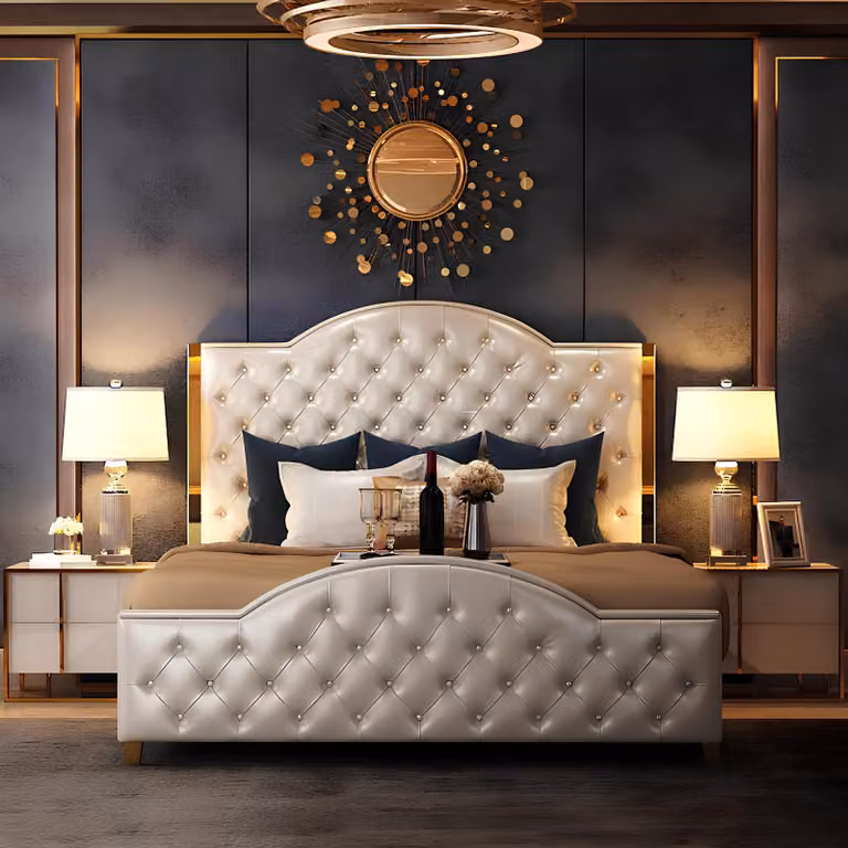 Bett Polster Design Luxus Doppel Hotel Betten Schlaf Zimmer Leder 150x200cm