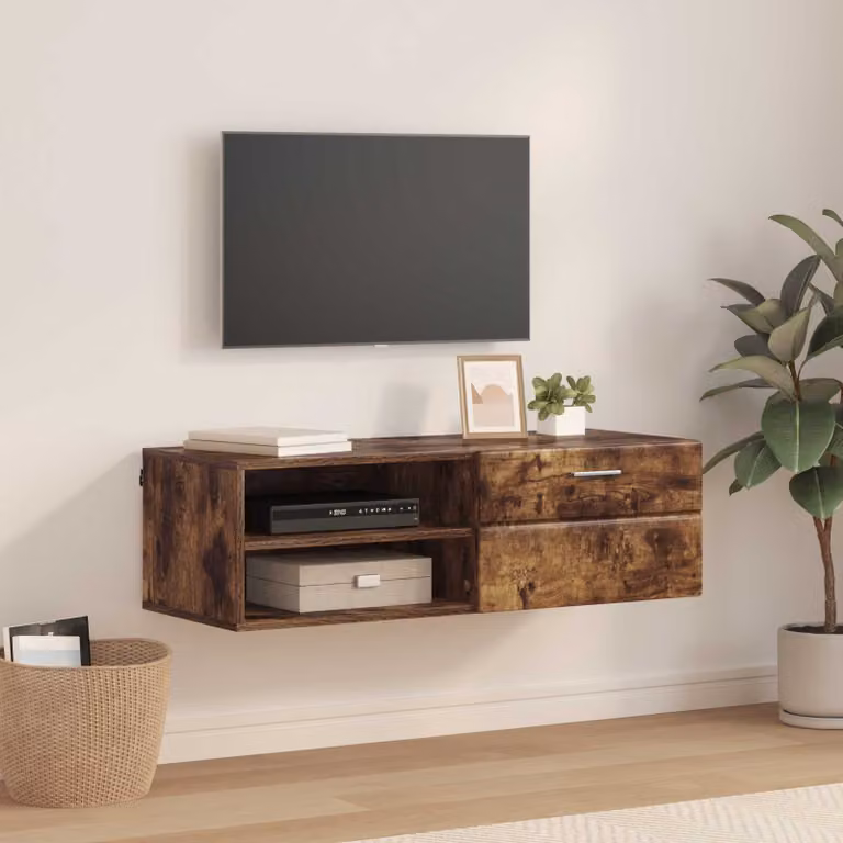 Armadio moderno vidaXL in legno e MDF color rovere fumé, L: 100,5 cm, P: 39 cm, H: 30 cm