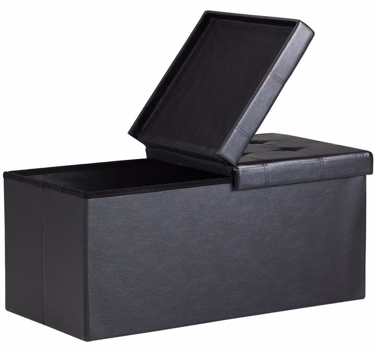 Panca contenitore, nera, 80x40x40cm, pieghevole, capacità 100L
