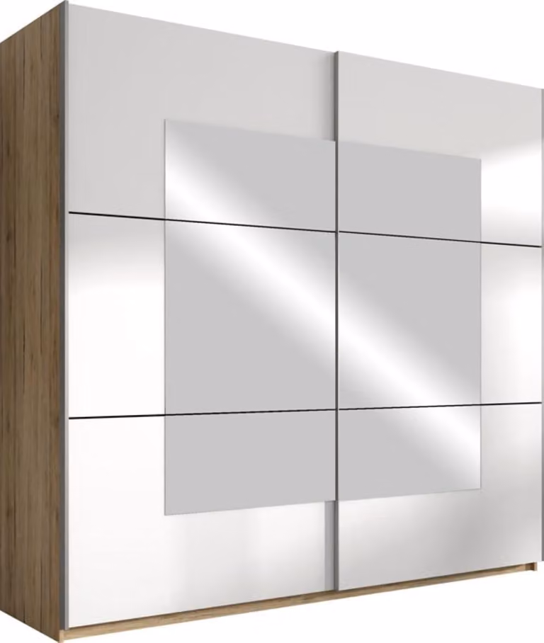 Armadio ad ante scorrevoli Armadio sanremo rovere bianco 221x61x210cm Specchio