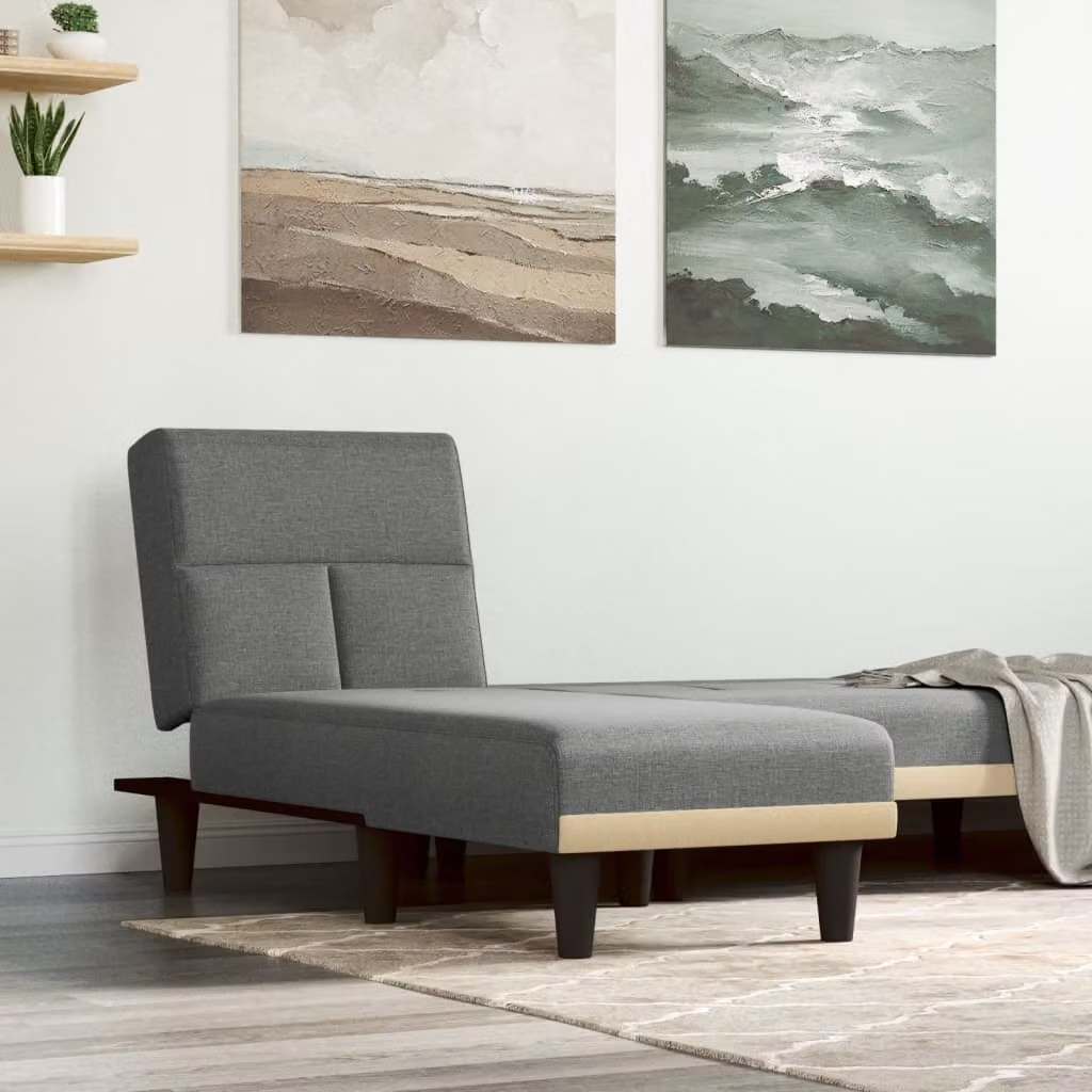 vidaXL Chaise Longue Moderna in Tessuto Grigio con Funzione Letto e Forma a L, L/P/H: 140 x 190 cm – 1