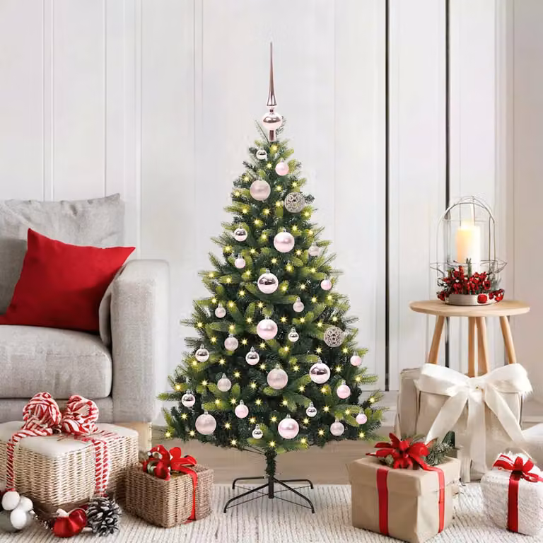 Albero di Natale artificiale moderno vidaXL verde con 150 LED luce bianca calda, Altezza: 120 cm