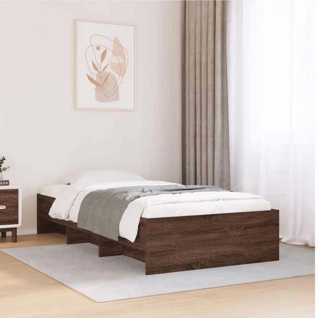 vidaXL Giroletto senza Materasso in Rovere Marrone, L/P/H: 190 x 90 x 35 cm – 1
