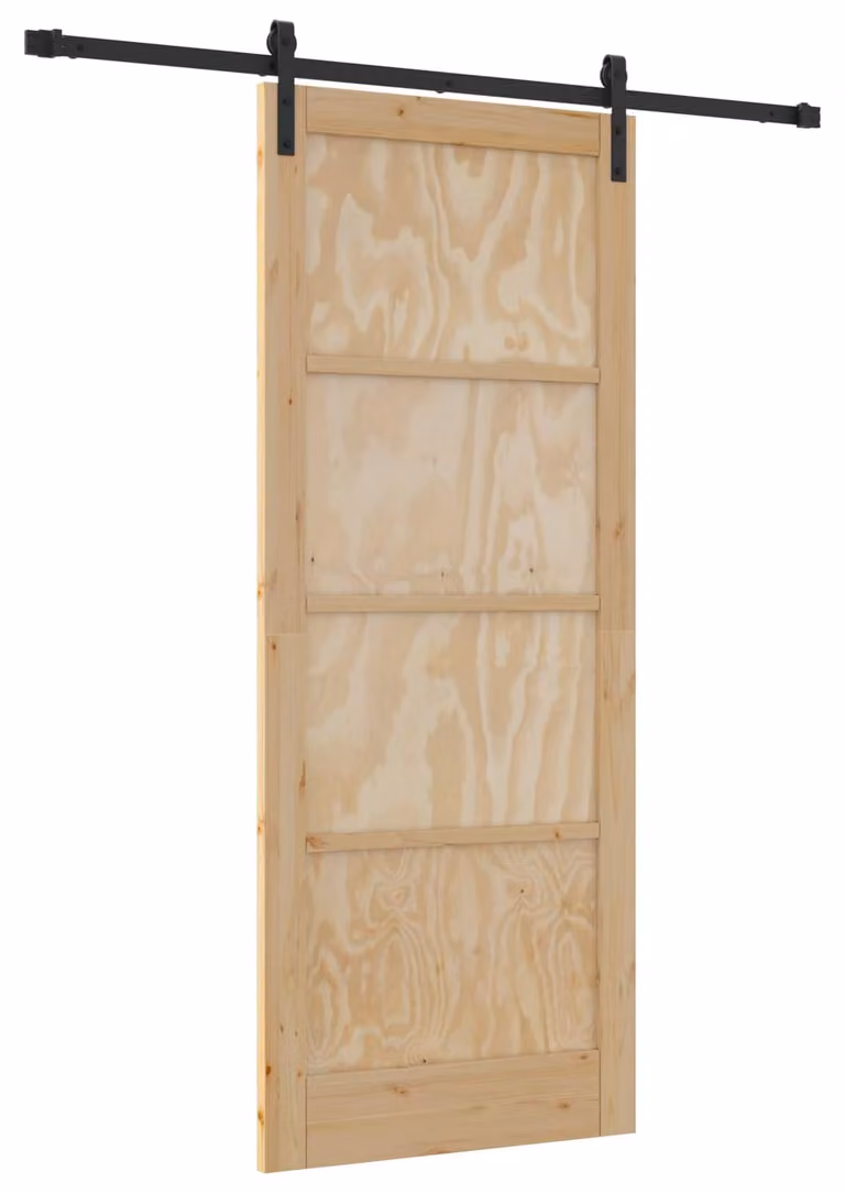Porta scorrevole Naturale e Nero 86 x 211 cm
