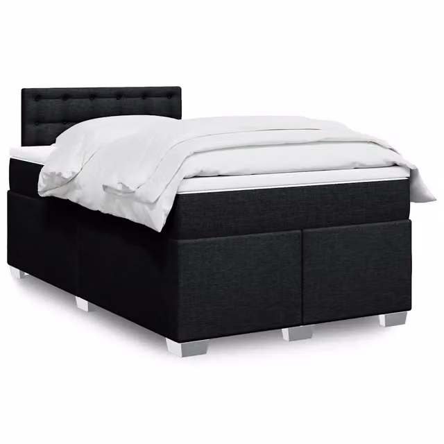 Letto Ibrido Moderno vidaXL con Struttura in Legno e Tessuto, Bianco e Nero, L/P/H: 120 x 200 x 100,5 cm