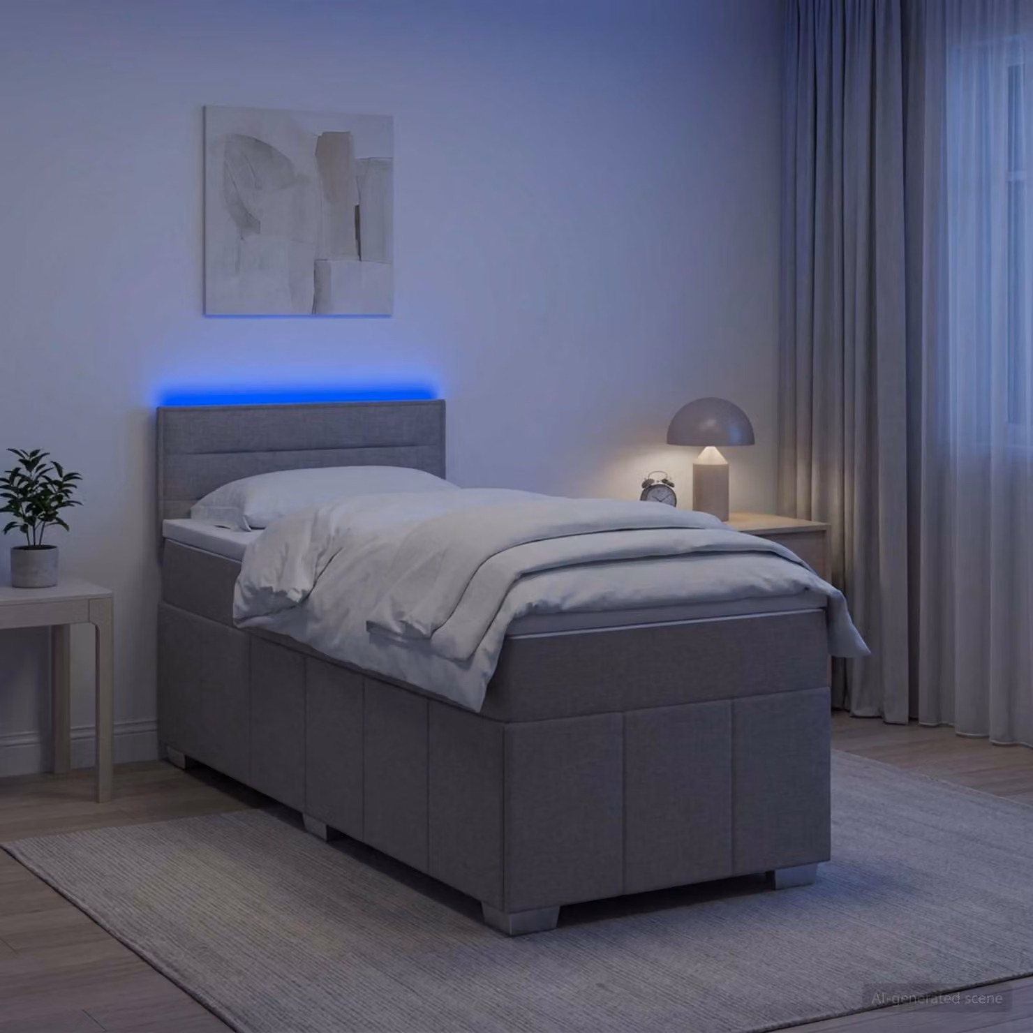 vidaXL Letto box spring con materasso Grigio Chiaro 100 x 200 cm