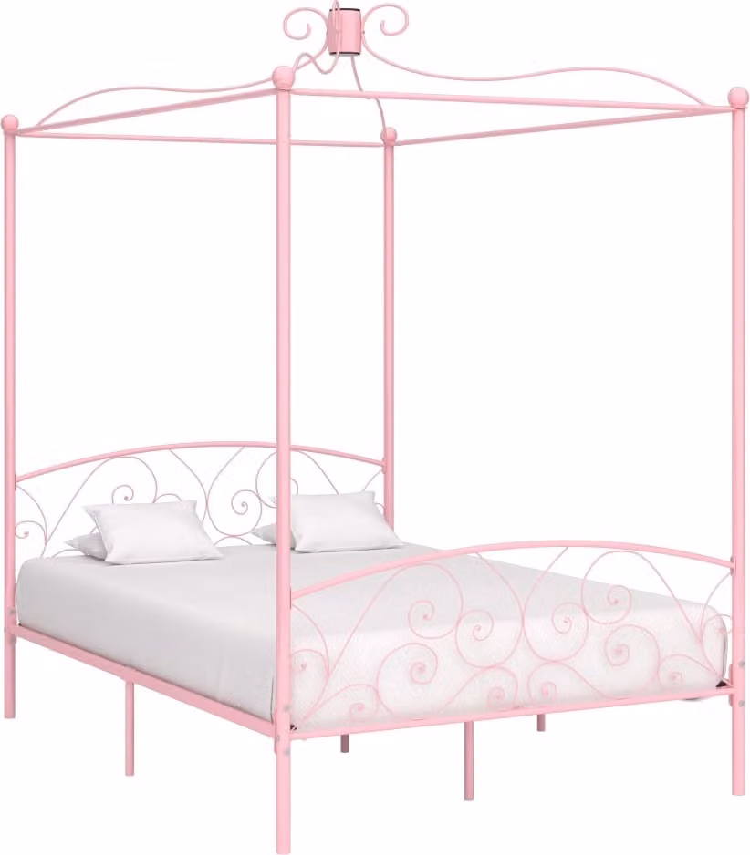The Living Store struttura letto a baldacchino in metallo rosa 140 x 200 cm