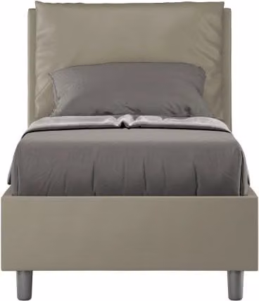 Letto imbottito Singolo 80x200 cm Antea - Similpelle,Cappuccino,Contenitore