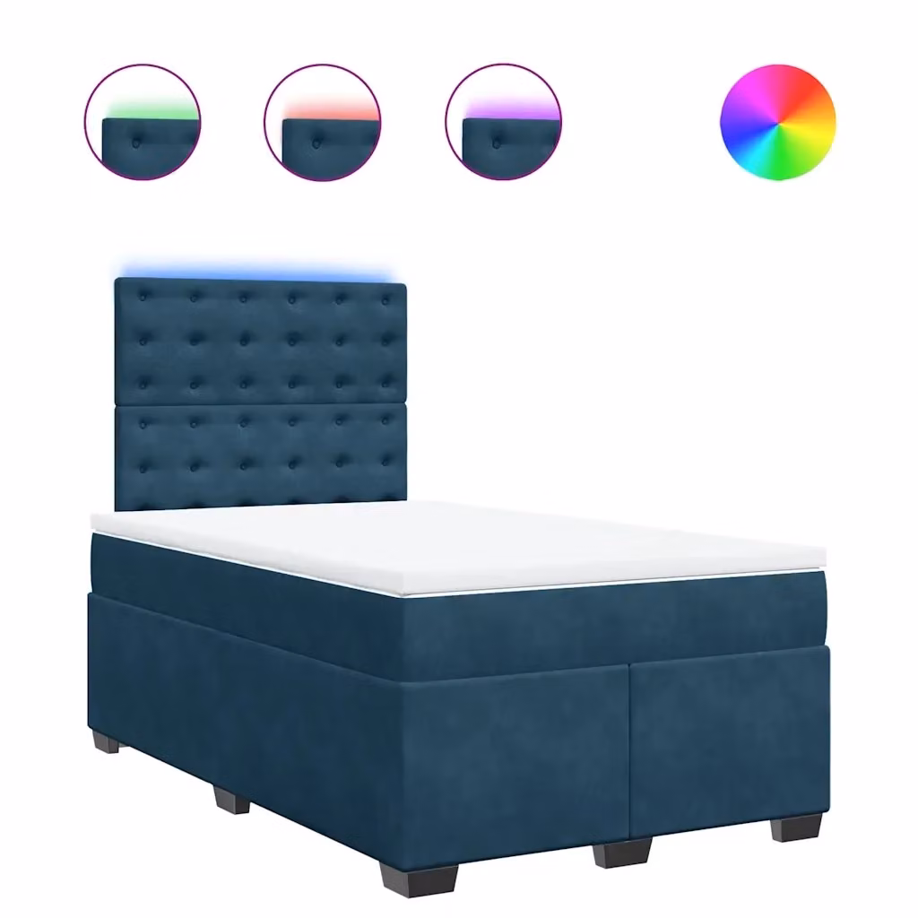 Letto Ibrido vidaXL in Velluto Blu con Materasso a Molle Insacchettate L/P: 120 x 200 cm – 2