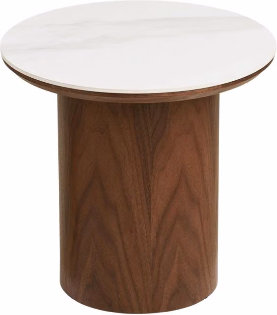 Tavolino d'appoggio Noli Vikasa Home in ceramica bianca e impiallacciatura di frassino scuro L: 40 cm, P: 38 cm