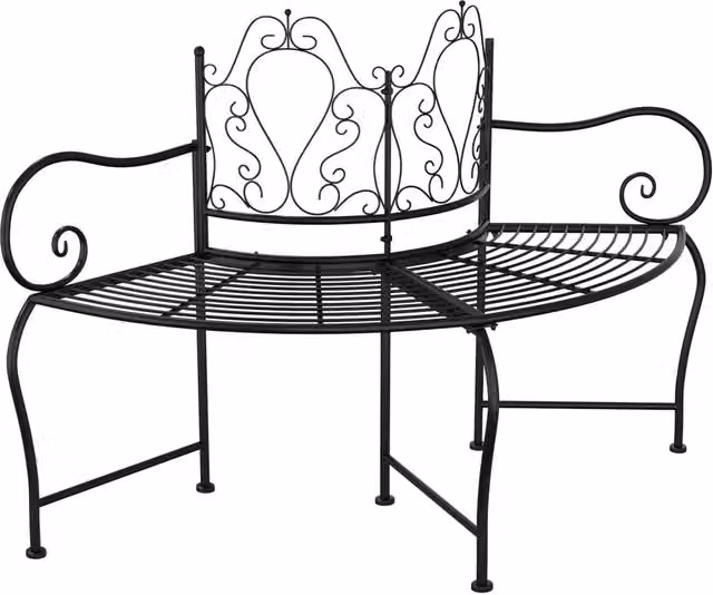 Panca da giardino per albero in acciaio nero opaco L: 150 cm – 1