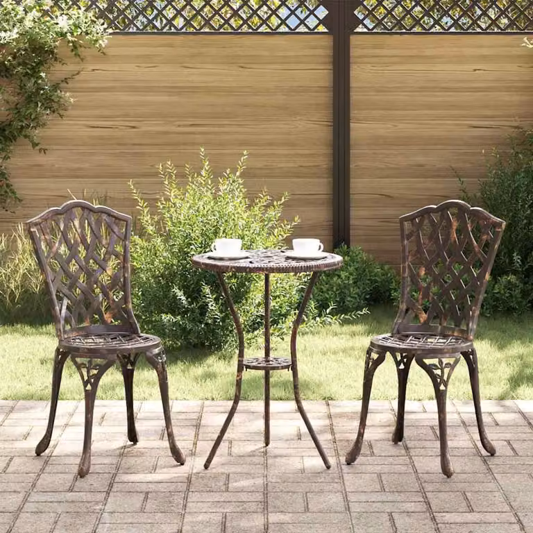 Maison Exclusive - Set da giardino per bistro, 3 pezzi, alluminio bronzato