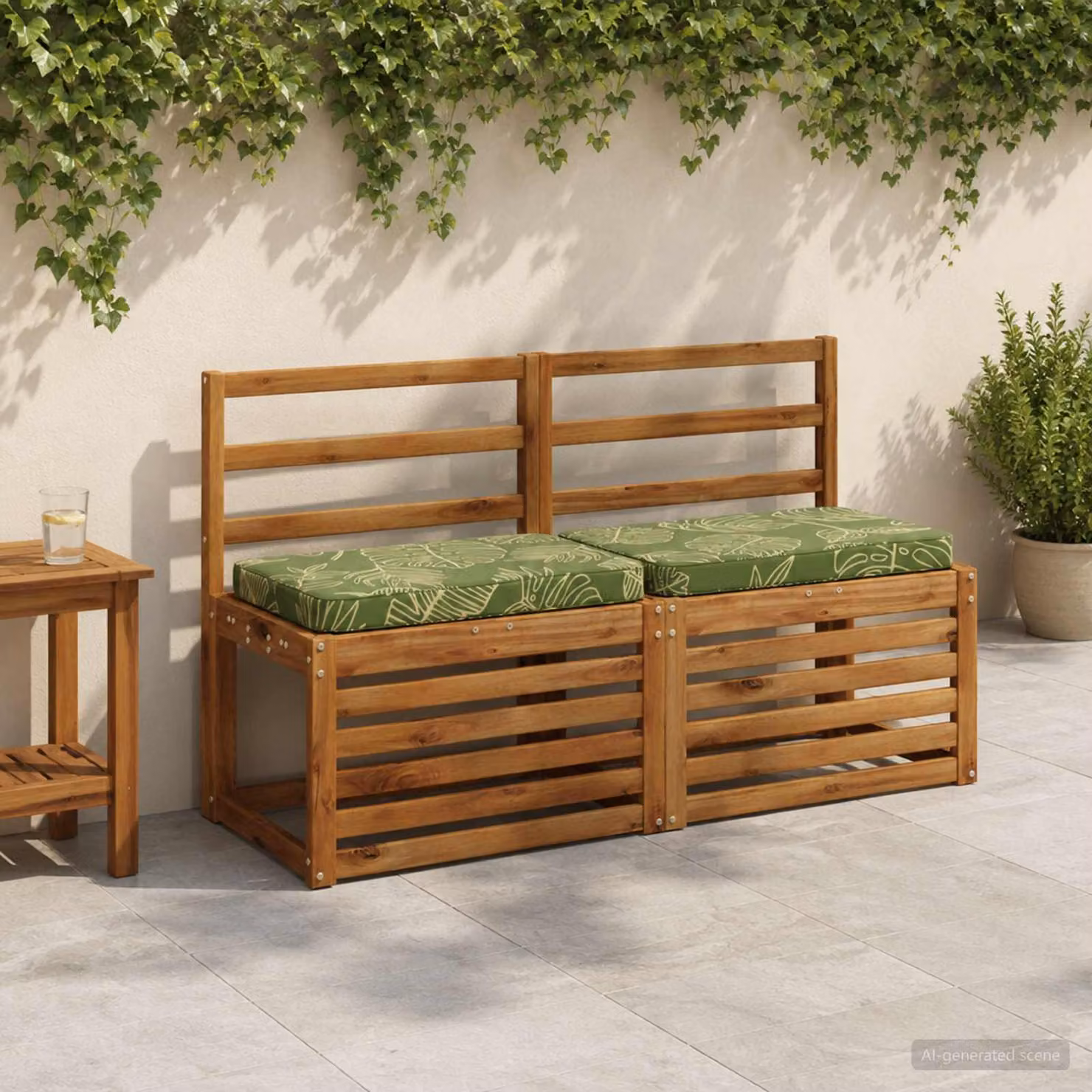 Set di 2 cuscini per panchina vidaXL VUGHT in poliestere verde con rivestimento rimovibile e resistente ai raggi UV