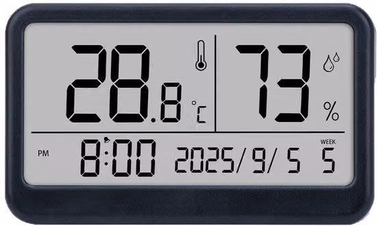 Igrometro-termometro elettronico, display digitale, magnetico, mini, nero, per auto e cameretta
