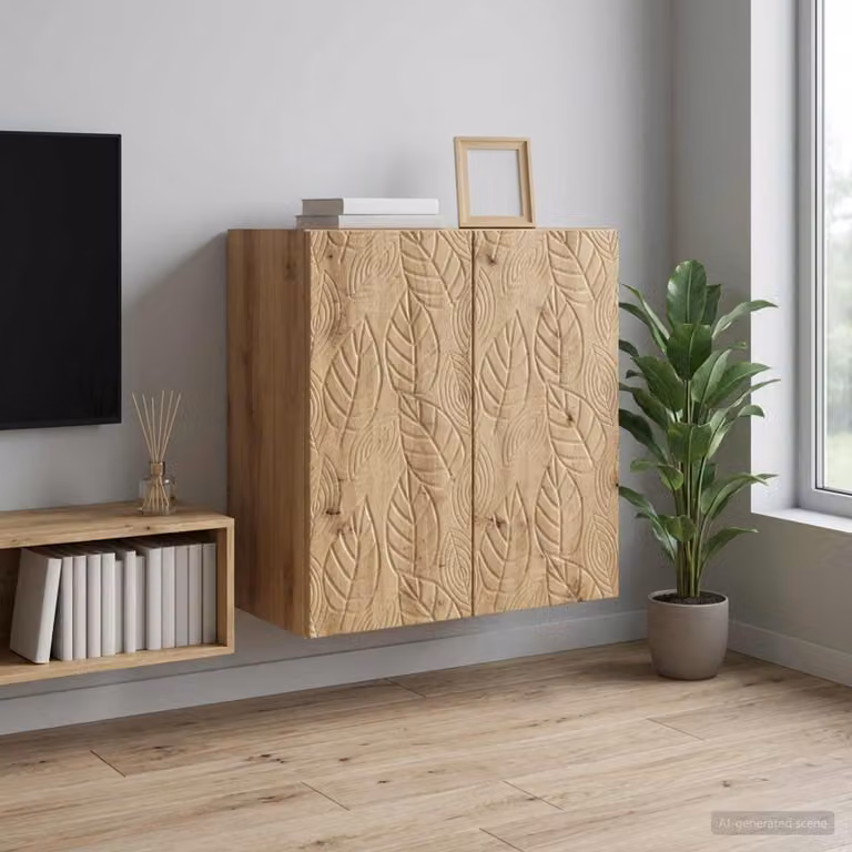 Mobiletto a muro vidaXL in legno marrone con ante a battente e ripiani interni L/P/H: 59 x 31 x 60 cm