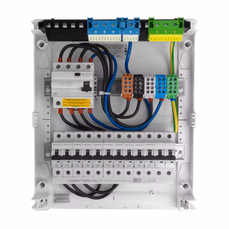 Scatola portafusibili Scatola di distribuzione da superficie Hager 2x12 moduli 10xMCB 1xRCCB Cablata VDE Armadio di distribuzione Fusibili 370x305x96,5mm Doktorvolt