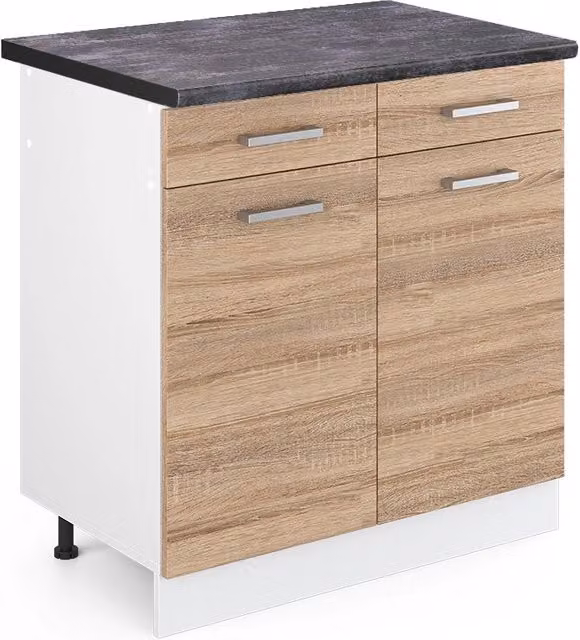 Mobiletto base per cucina R-Line Sonoma/Bianco 80 cm, PL Antracite Vicco
