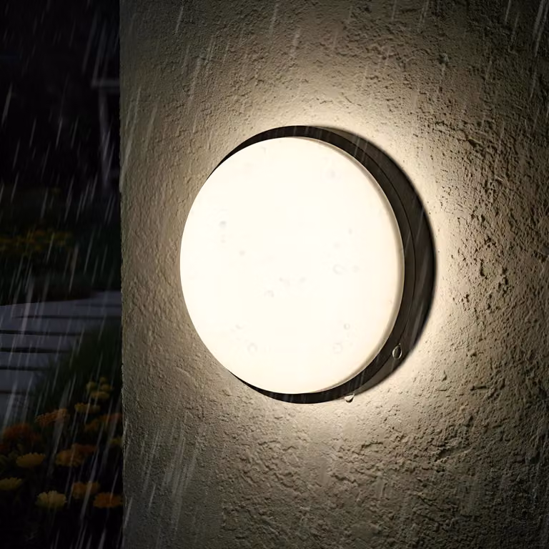 Lampada da parete a LED, 14 W, grado di protezione IP54, colore nero, temperatura di colore 4000 K, forma rotonda, confezione singola