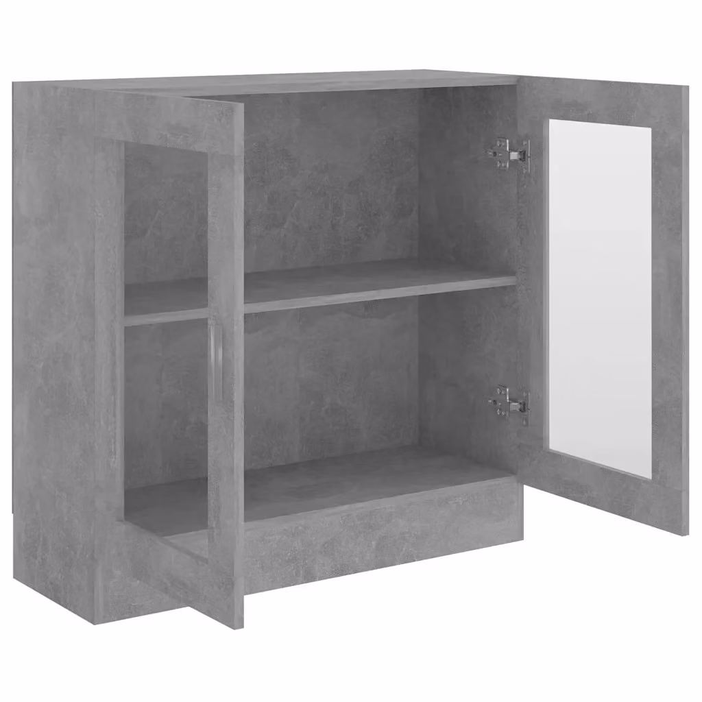 Vetrina moderna HELLOSHOP26 per soggiorno e camera da letto in legno composito grigio opaco con ante in vetro, L 82,5 cm x P 30,5 cm x H 80 cm – 2