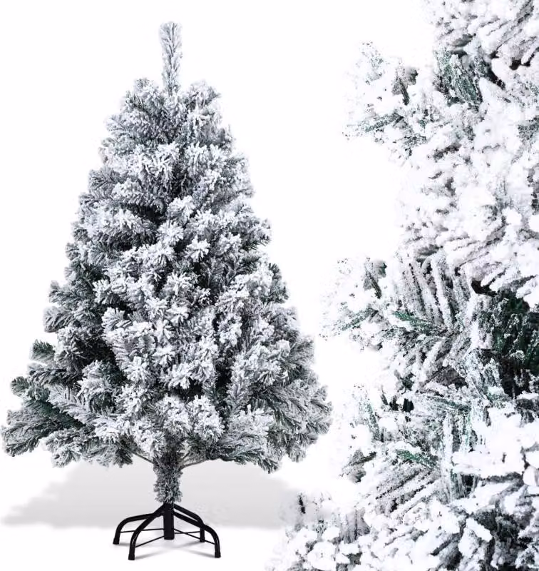 Jayseuw 120cm albero di Natale artificiale e neve bianca, per la decorazione di Natale, resistente al fuoco, riutilizzabile