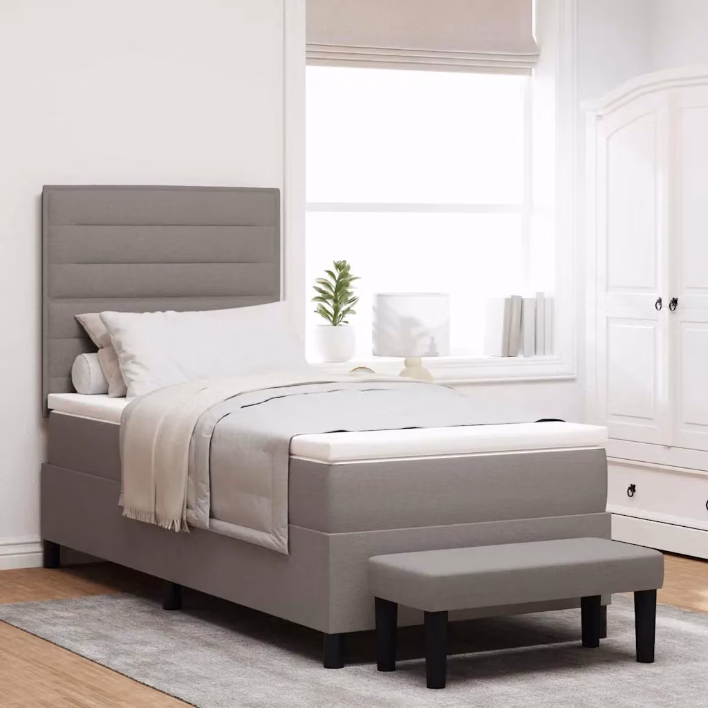 Letto ibrido con molle a tasche e testiera Talpa vidaXL in tessuto beige o grigio L 100 x P 200 cm