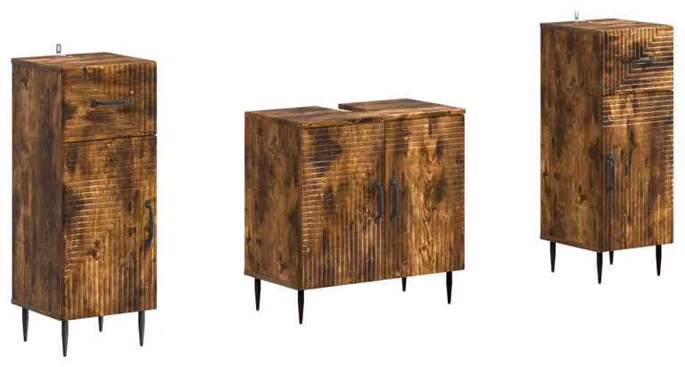 Set di due mobili da bagno HAARLEM, finitura rovere affumicato