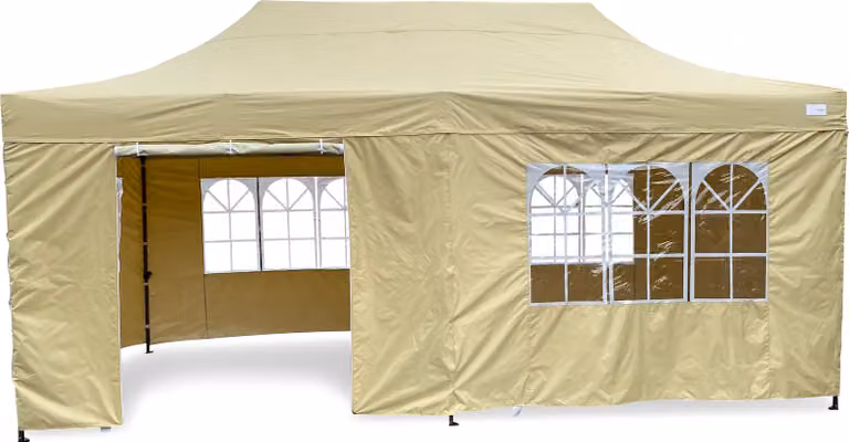 Gazebo pieghevole Grasekamp Modena 3x6m beige incl. parti laterali - telaio extra forte