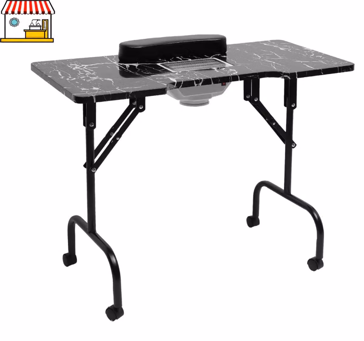 Tavolo per manicure – Tavolo portatile – Tavolo pieghevole – Aspirazione polvere con ventola – Superficie di 94x48 cm