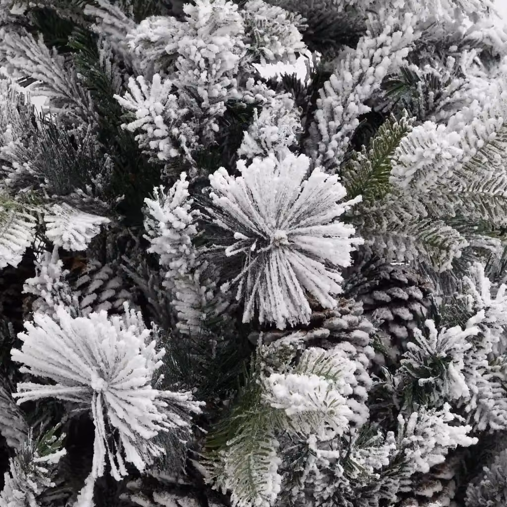 Albero di Natale vidaXL con Neve Floccata e Pigne, Verde e Bianco, Altezza: 225 cm – 2