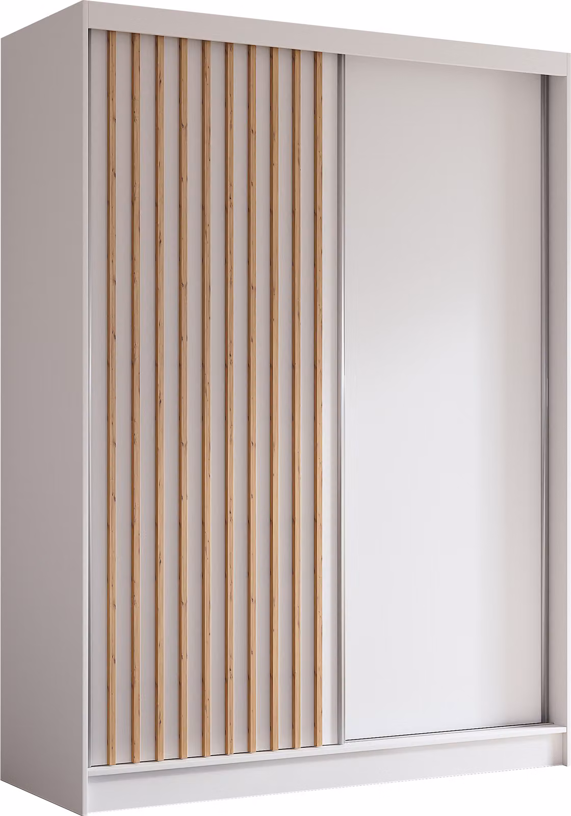 AX LIVING Armadio Cabinio 160 cm bianco con doghe Artisan