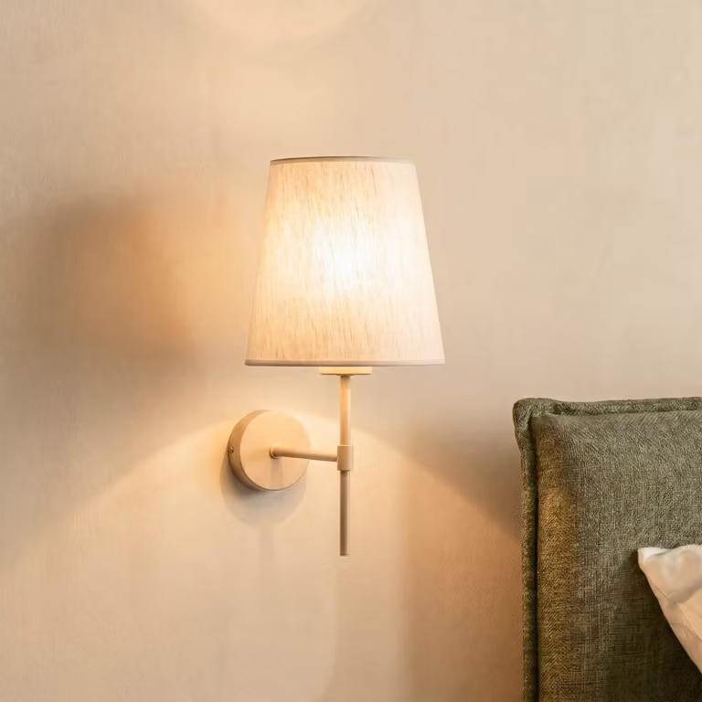 Applique da parete Elizabeth TK Lighting, dimmerabile, Crema / Ambra, Soggiorno / Sala da pranzo, Tessuto / Stoffa / Seta, Moderno, Applique