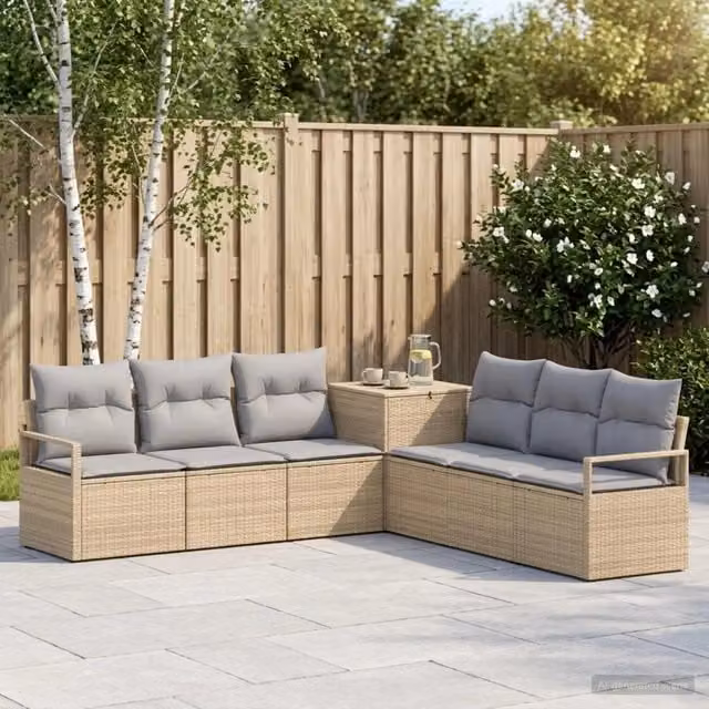 Set di divani 7 pz Beige e Grigio Chiaro 120 x 62 x 69 cm. 3448729