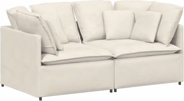Divano angolare moderno in velluto beige con cuscini e struttura in metallo per il tuo soggiorno