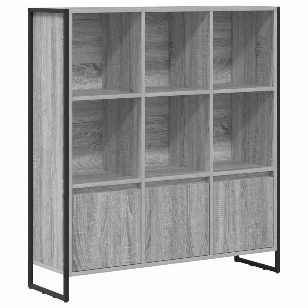 vidaXL Armadio per Libri in Stile Industrial Grigio con Pannello Posteriore L: 99,5 cm, P: 30 cm, H: 108 cm – 2