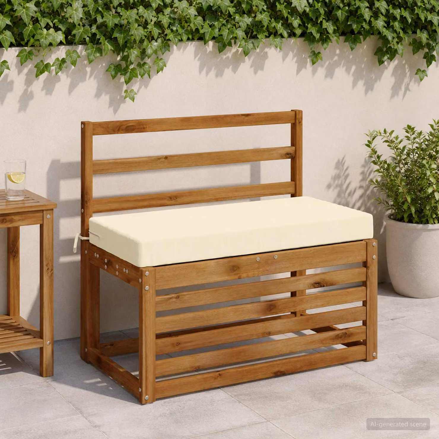 vidaXL Cuscino per panchina SOEST in poliestere beige L: 80 cm, P: 40 cm, H: 8 cm