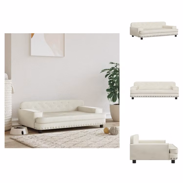 vidaXL Letto per cani Crema 90x53x30 cm in velluto - Letti per cani